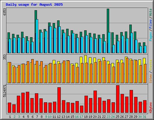 Daily usage for August 2025