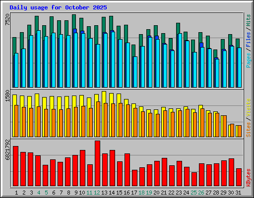 Daily usage for October 2025